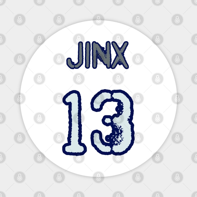 Jinx 13 jersey Magnet by The Illegal Goat Company